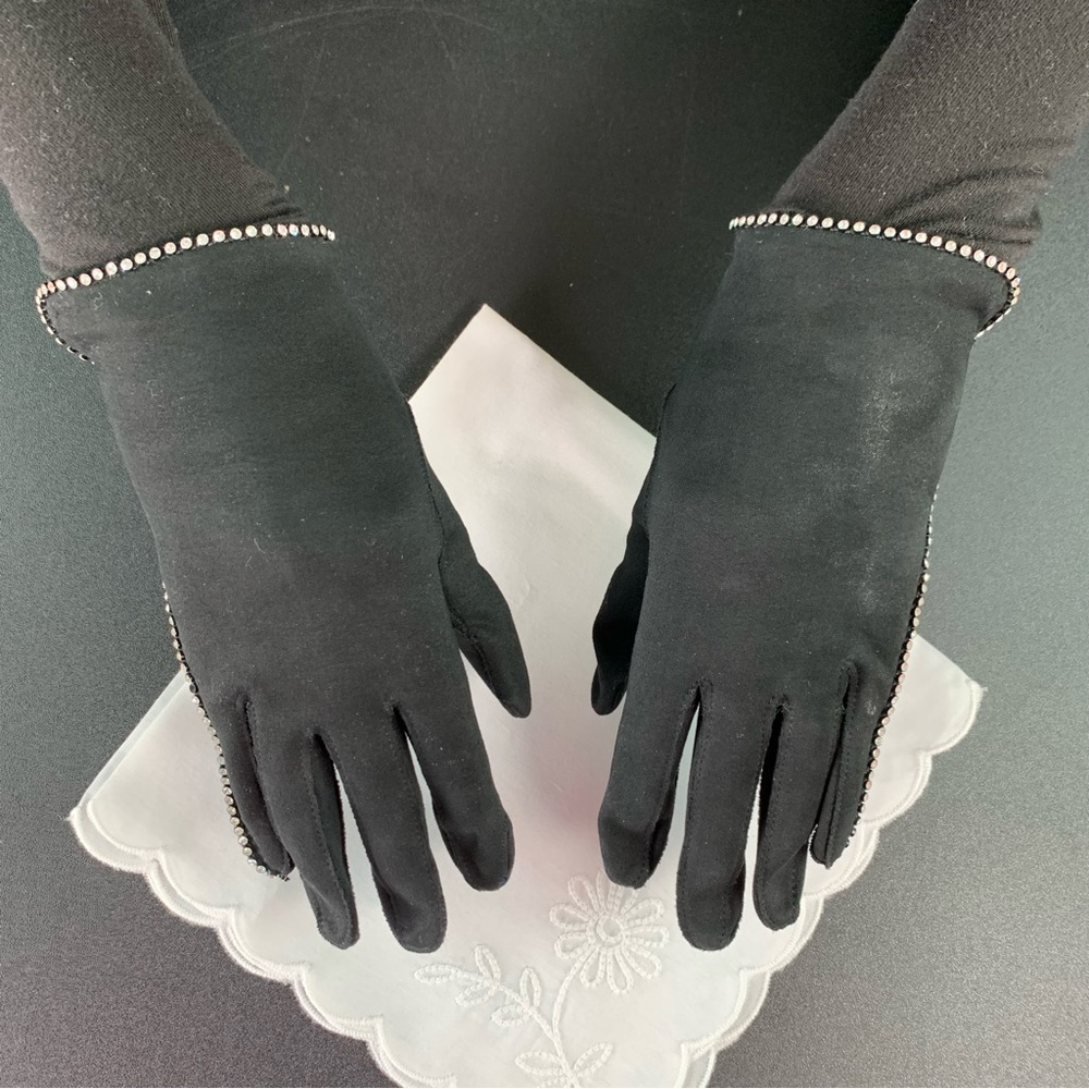 Dark black velvet with rhinestones.